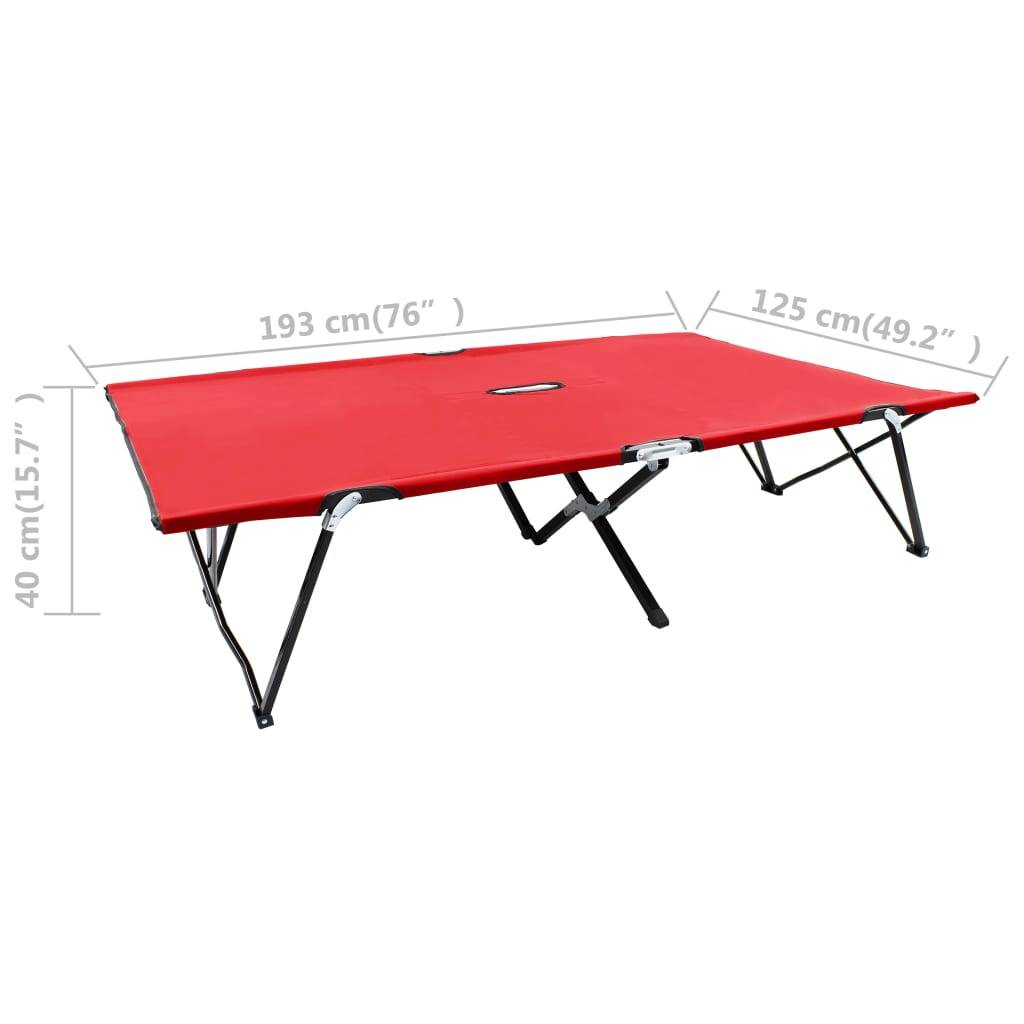 Helloshop26 - Lit de camp double de camping meuble d'extérieur pliable 2 places rouge acier - Imagen 7