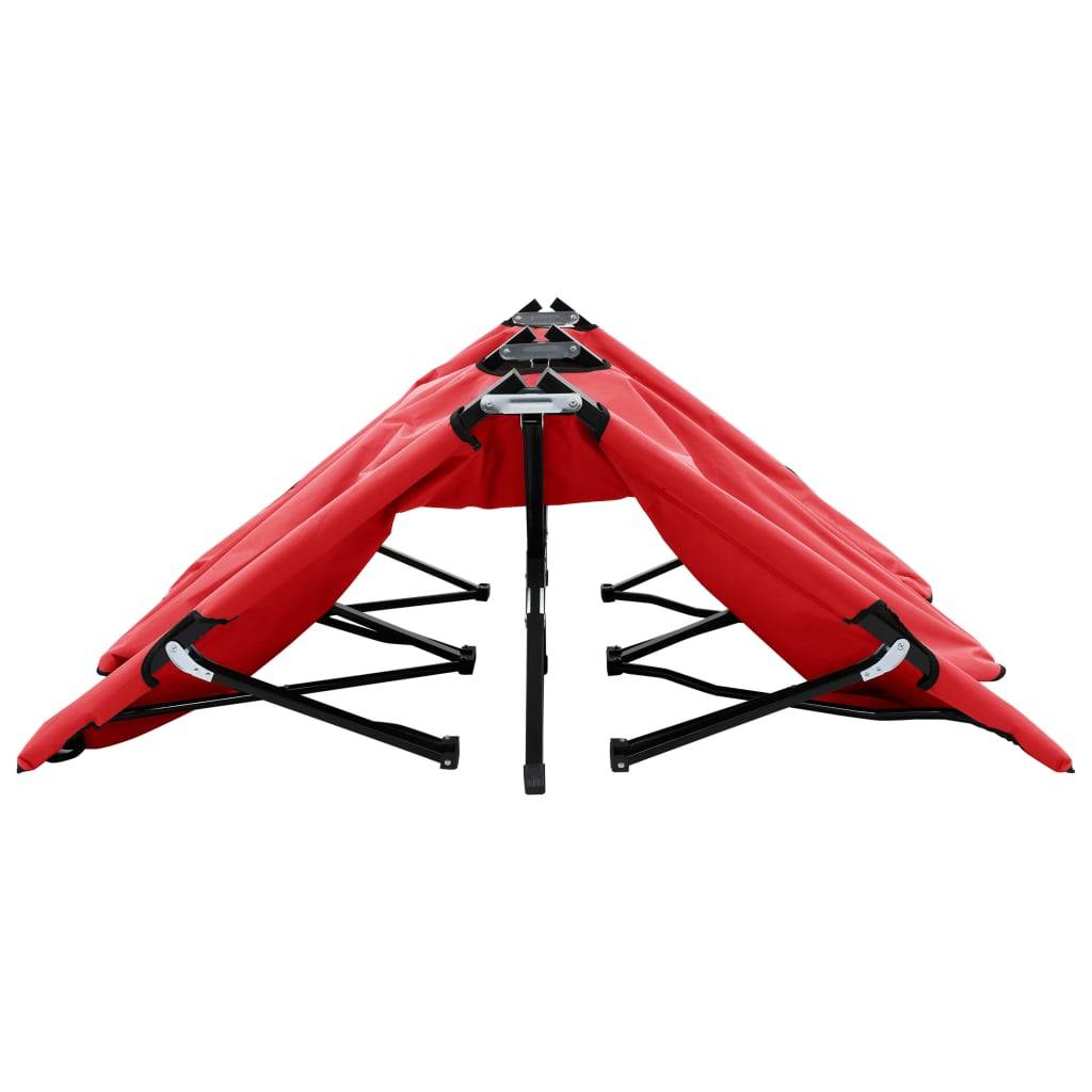 Helloshop26 - Lit de camp double de camping meuble d'extérieur pliable 2 places rouge acier - Imagen 4