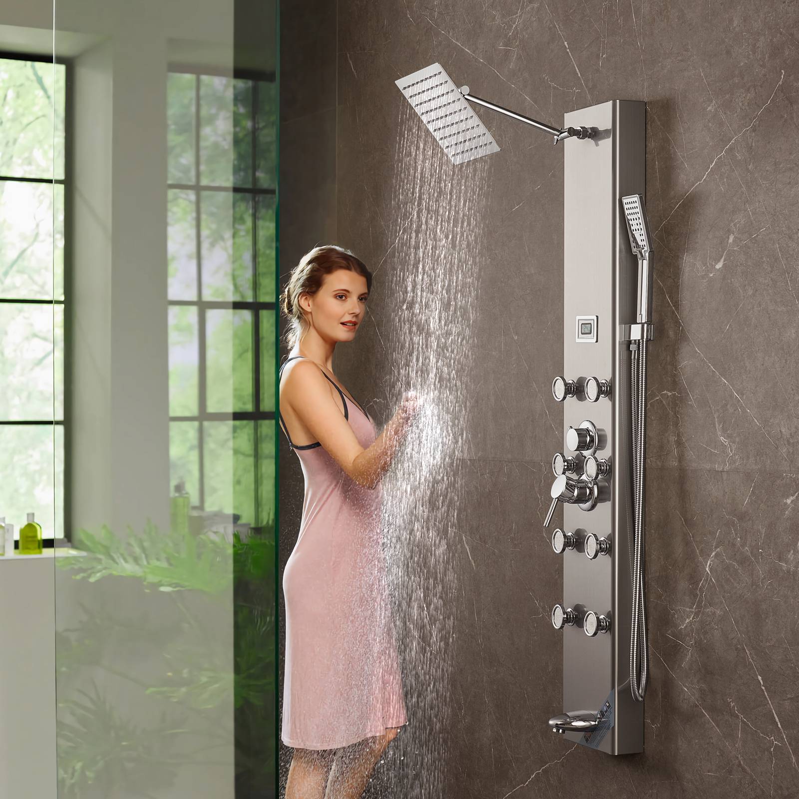 Vevor - VEVOR Système de Tour de Panneau de Douche 6 Modes Affichage Numérique en Inox - Image 8