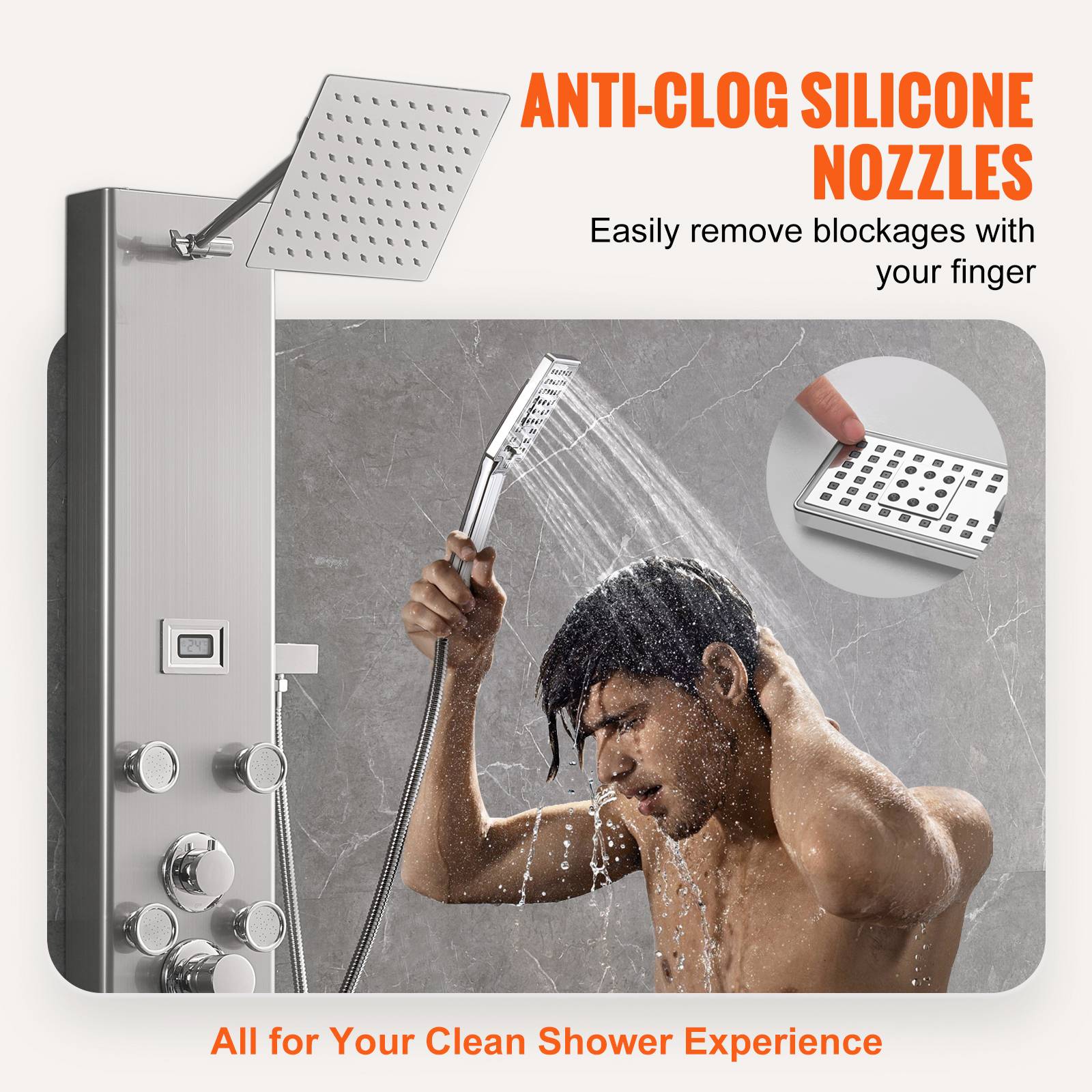 Vevor - VEVOR Système de Tour de Panneau de Douche 6 Modes Affichage Numérique en Inox - Image 4