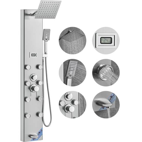 Vevor - VEVOR Système de Tour de Panneau de Douche 6 Modes Affichage Numérique en Inox - Image 1