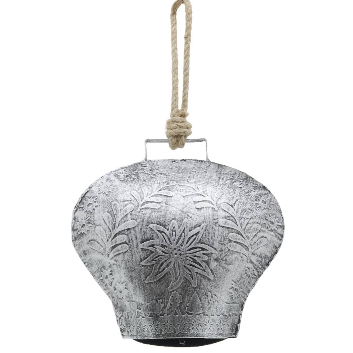 Aubry Gaspard - Cloche en métal argenté antique Edelweiss Grand modèle - Imagen 1