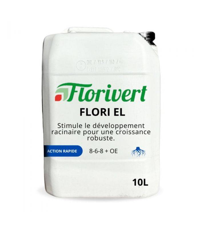 Engrais liquide Flori EL 8-6-8   OE 10L favorise le feuillage et les racines, pour arrosage ou pulvérisation - Florivert - Image 1