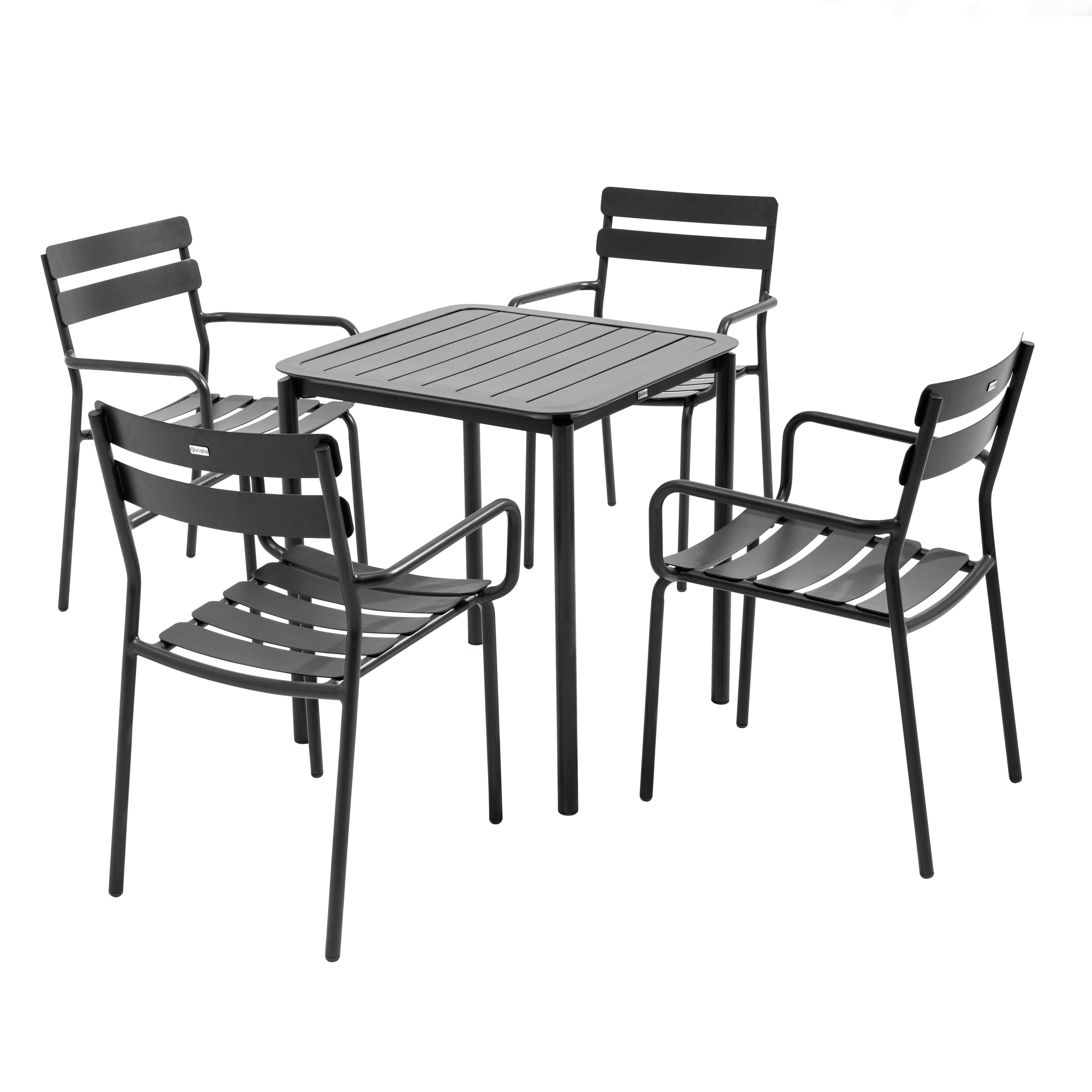 Oviala - Ensemble table de terrasse 70cm et 4 fauteuils noir Almada - Oviala - Imagen 1