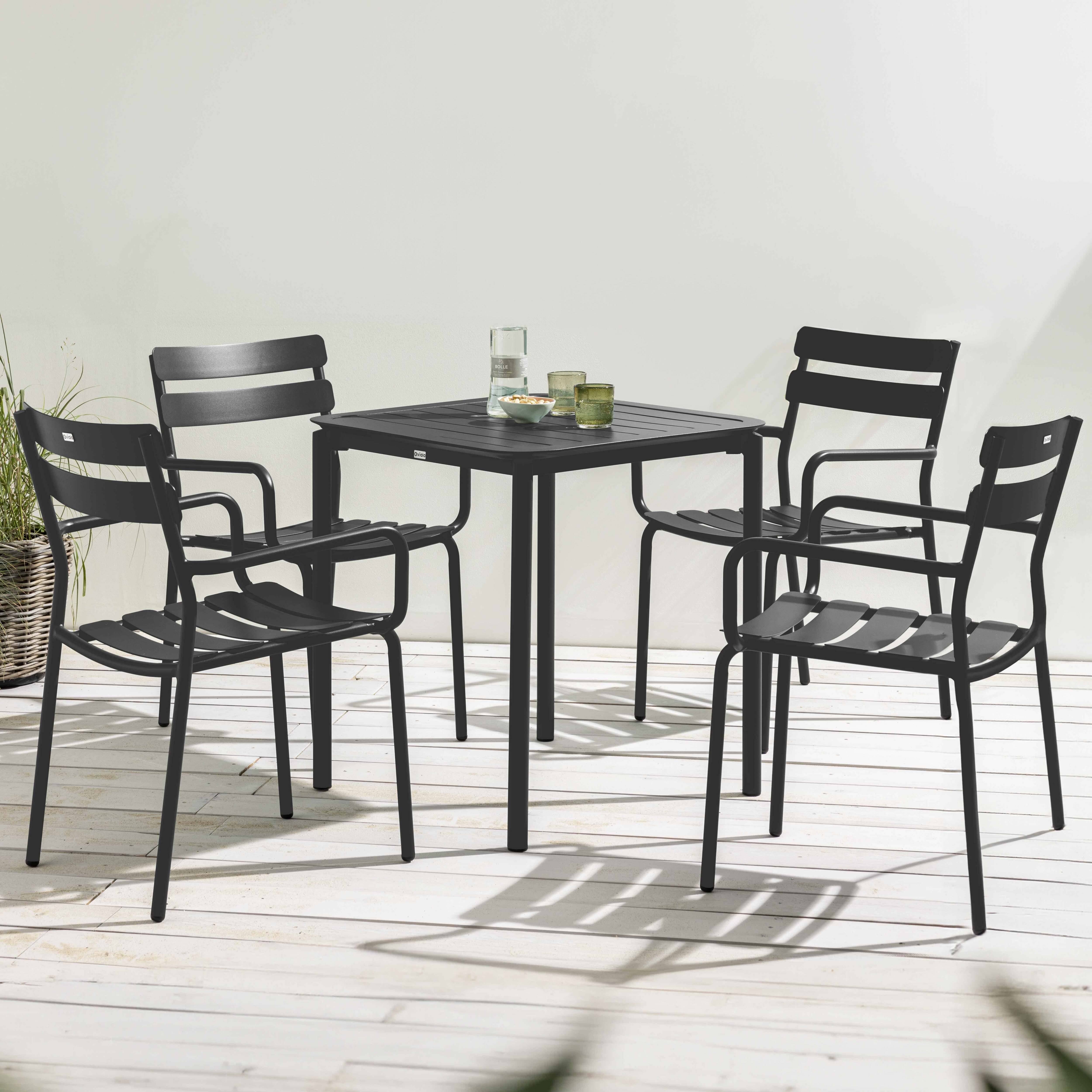 Oviala - Ensemble table de terrasse 70cm et 4 fauteuils noir Almada - Oviala - Imagen 2