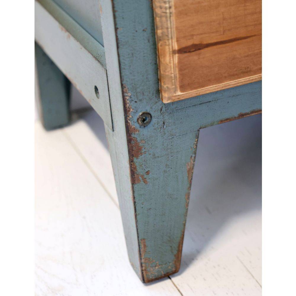 Chemin De Campagne - Meuble buffet en bois de sapin bleu opale et marron 90 x 37 x 80.5 cm Chemin de campagne - Imagen 5