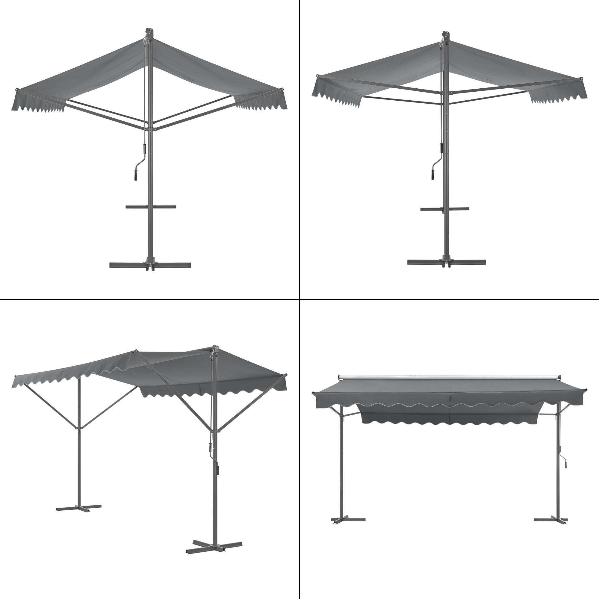 Pro.Tec - Store banne autoportant Selenizza à double pente 400 x 300 x 260 cm gris foncé [pro.tec] - Imagen 5