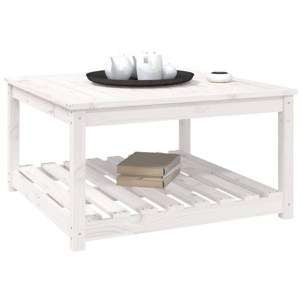 Table de jardin bois massif de pin blanc 82,5 x 82,5 x 45 cm - PANGIVO - Image 4