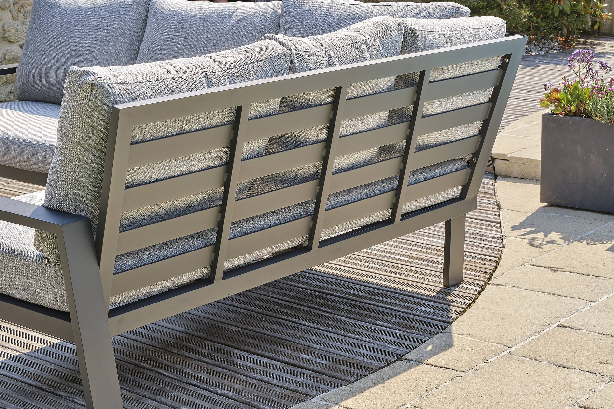 Ensemble repas de jardin 7 pl alu plateau céramique sur verre - Gris anthracite - IBIZA - Image 7