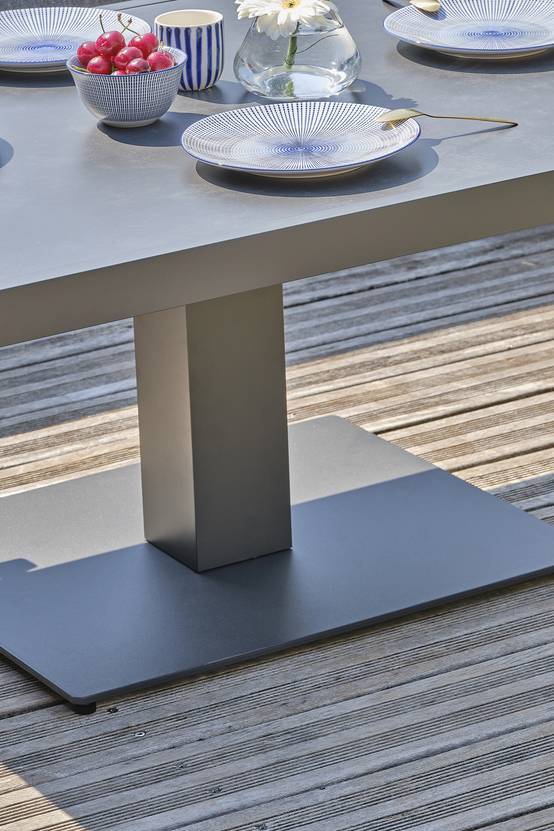 Ensemble repas de jardin 7 pl alu plateau céramique sur verre - Gris anthracite - IBIZA - Image 6