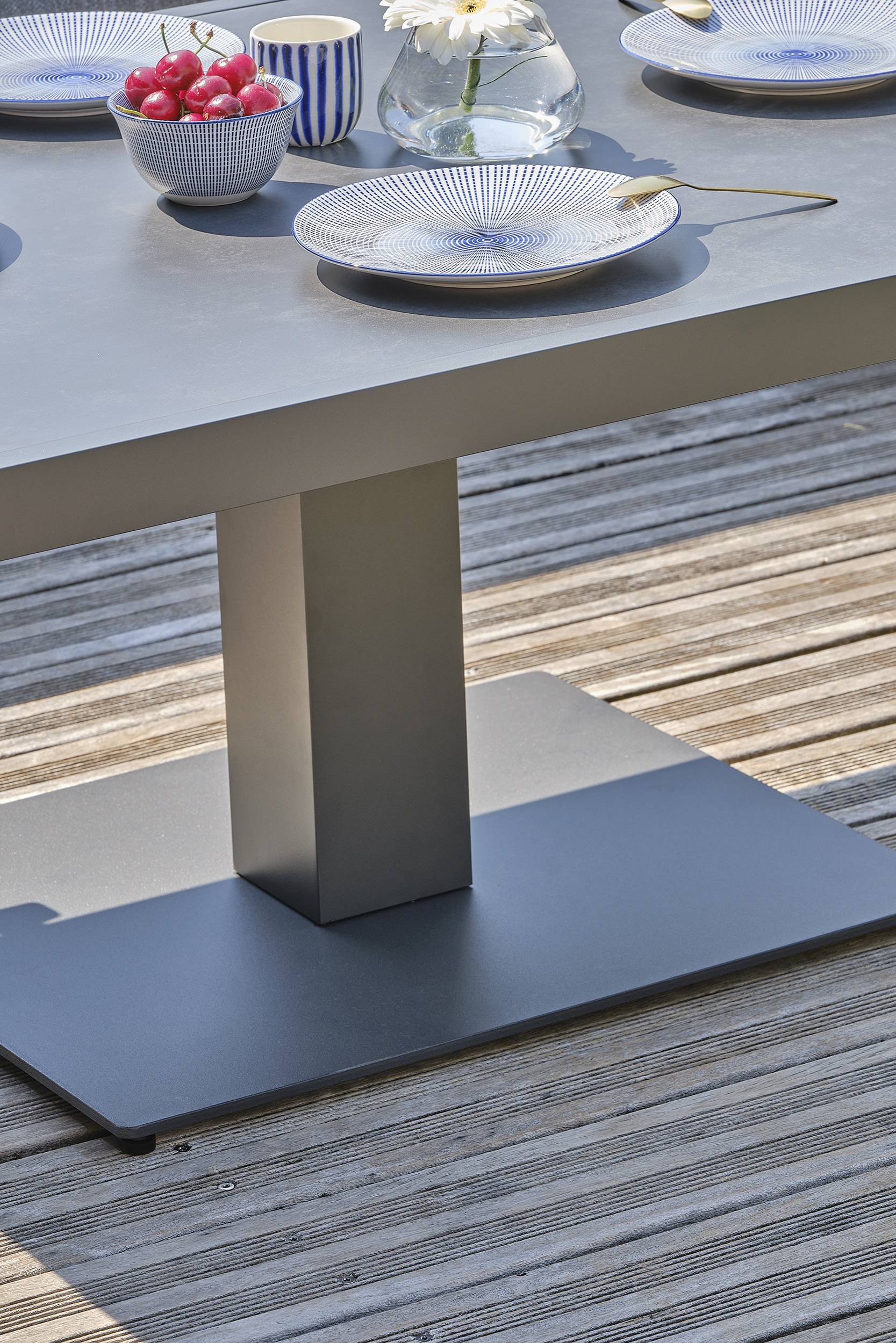 Ensemble repas de jardin 7 pl alu plateau céramique sur verre - Gris anthracite - IBIZA - Image 6