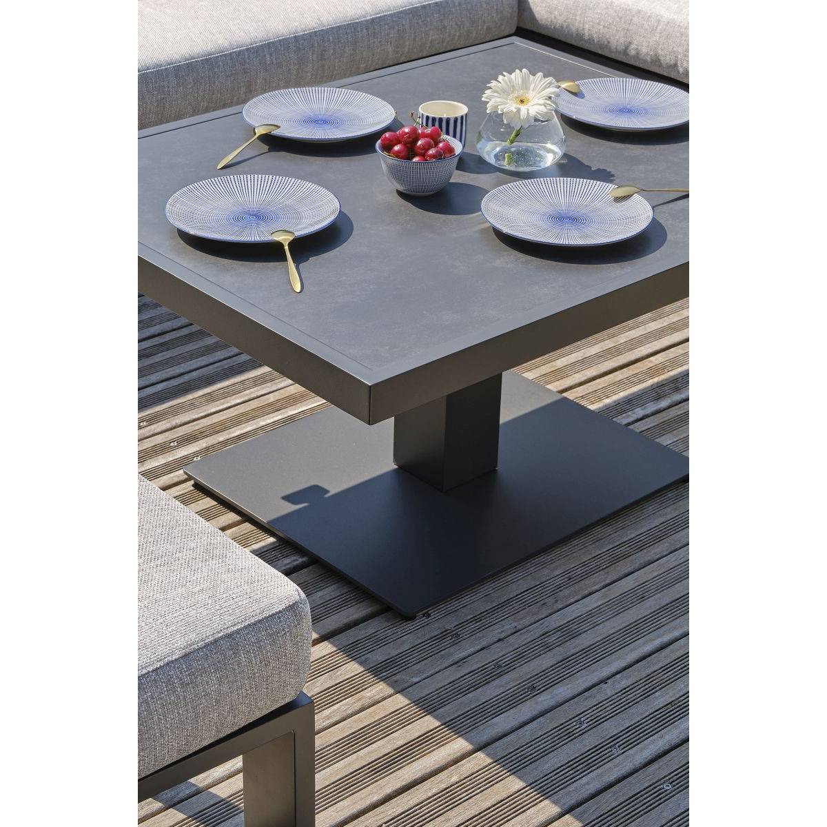 Paris Garden - Ensemble Repas de jardin 7 Places "Ibiza" 195cm Gris Anthracite - Imagen 3