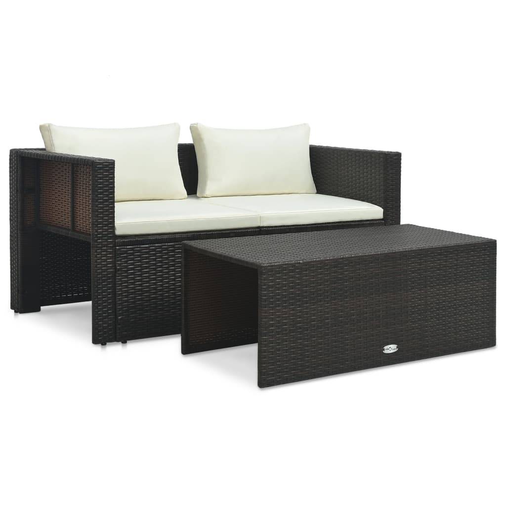 Helloshop26 - Salon de jardin meuble d'extérieur ensemble de mobilier 6 pièces avec coussins résine tressée marron - Imagen 3