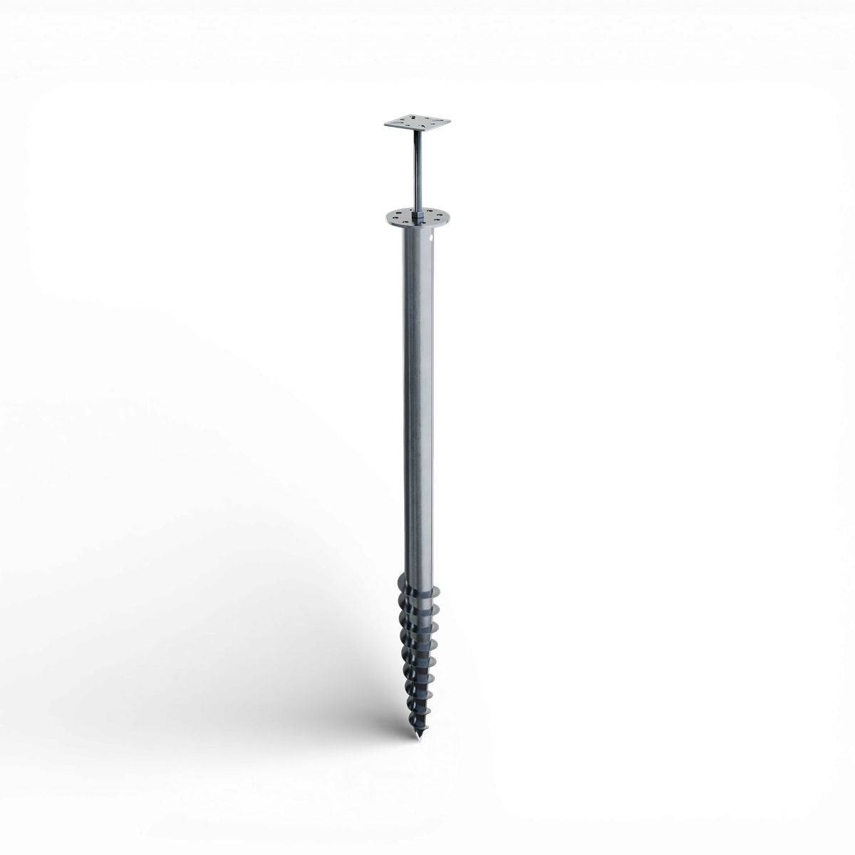 Vis de fondation SPIRAL G-1500 pour sol ferme, support plat - D.60 mm L.1500 mm