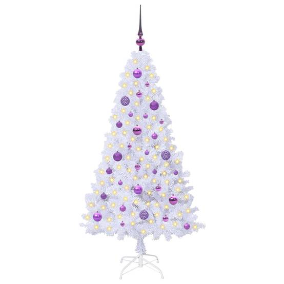 Sapin de Noël | Arbre de Noël artificiel avec 150 LED Blanc 150 cm PVC et Acier Maison Chic - Image 3