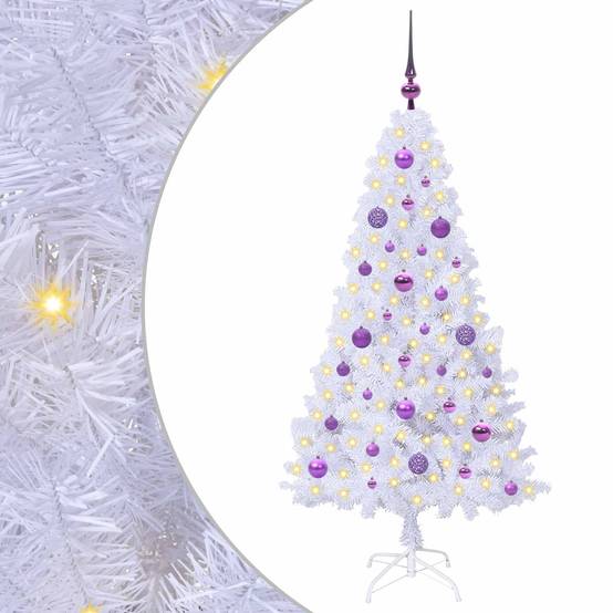 Sapin de Noël | Arbre de Noël artificiel avec 150 LED Blanc 150 cm PVC et Acier Maison Chic - Image 1