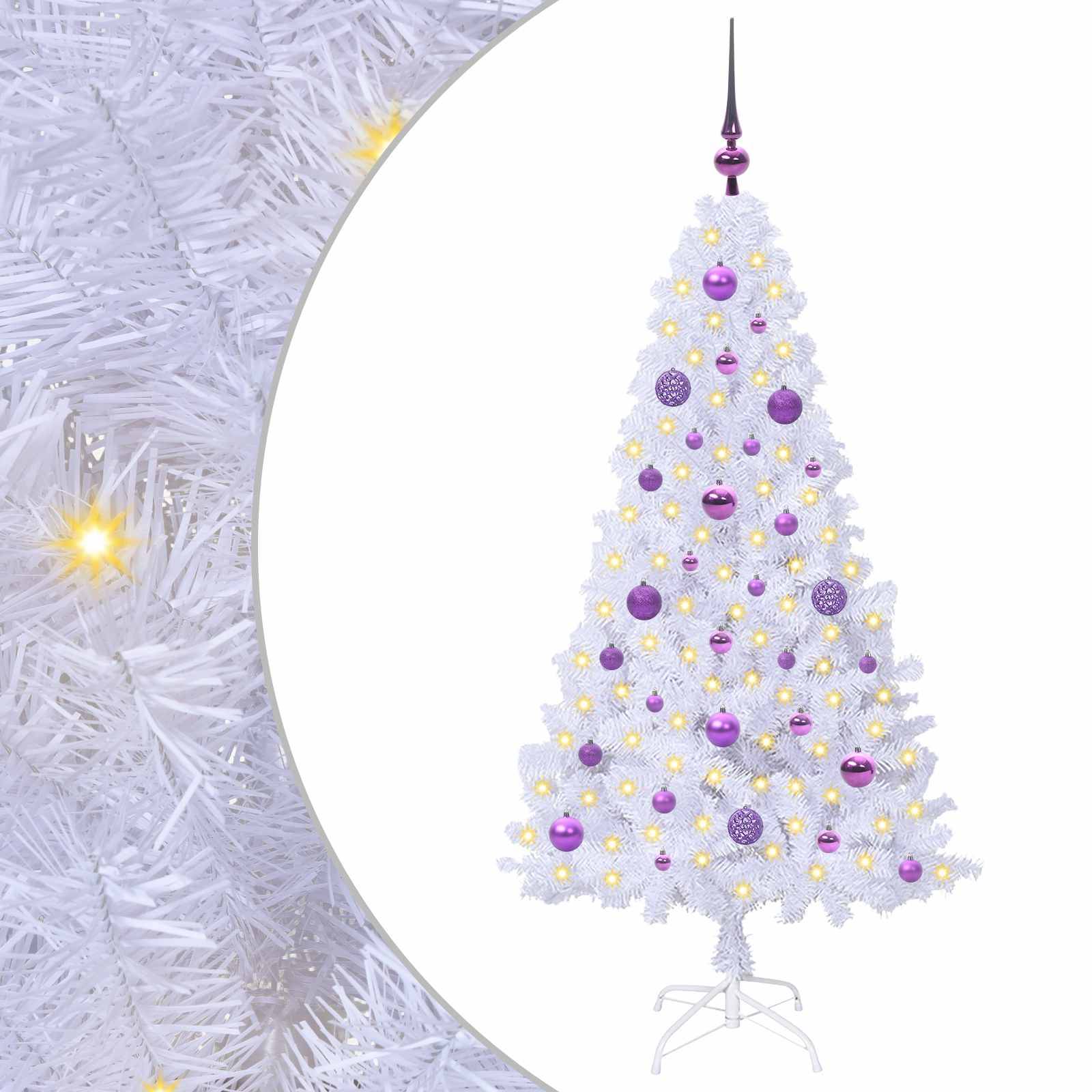 Sapin de Noël | Arbre de Noël artificiel avec 150 LED Blanc 150 cm PVC et Acier Maison Chic - Image 1