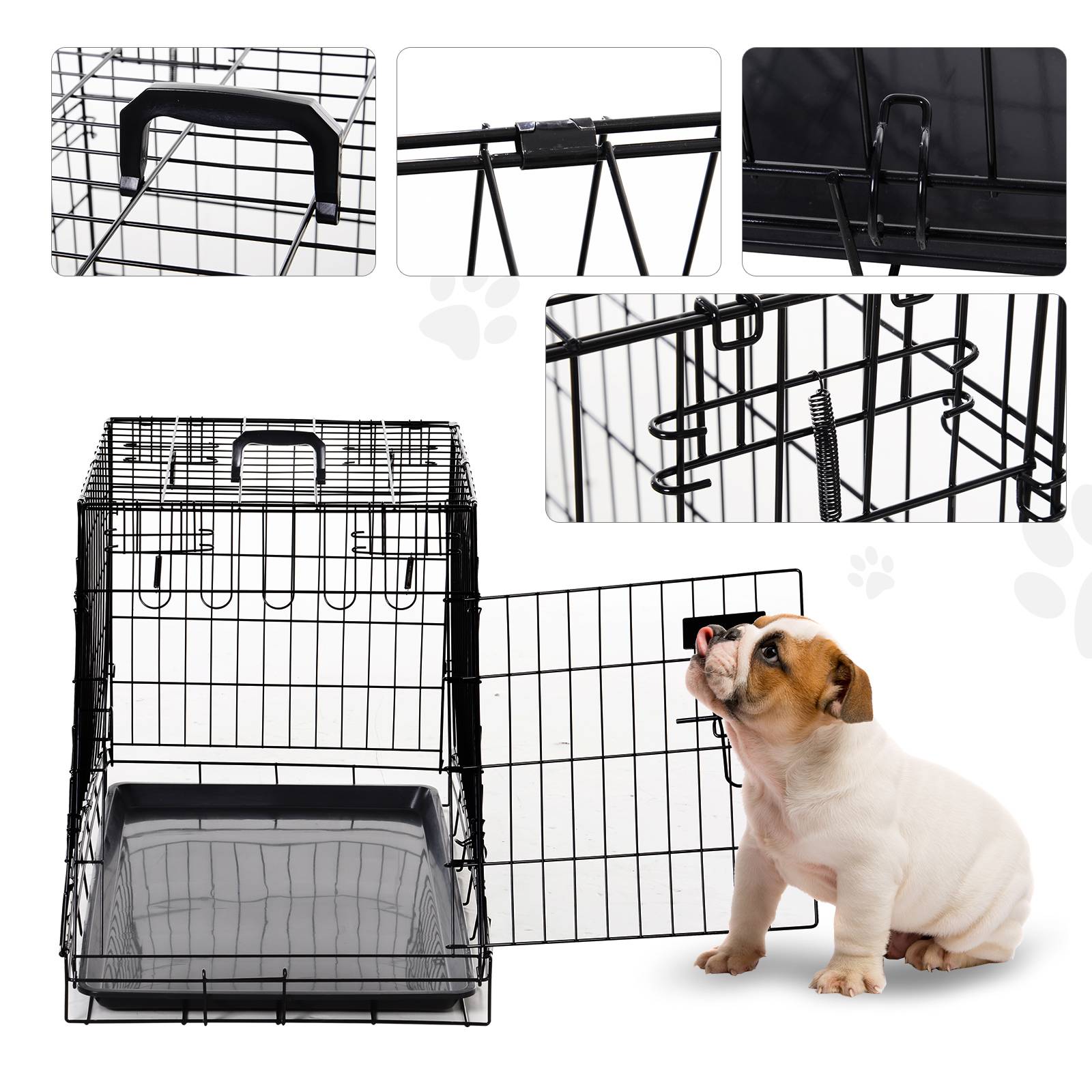 Pawhut - Cage de transport pour chien taille L dim. 76L x 48l x 55H cm métal noir - Imagen 4