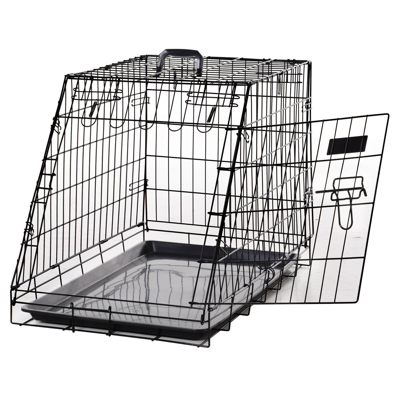 Pawhut - Cage de transport pour chien taille L dim. 76L x 48l x 55H cm métal noir - Imagen 1