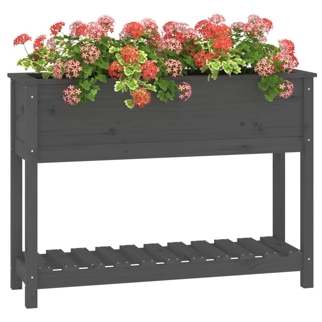 ComfortXL - Carré potager surélevé bois avec étagère de rangement Gris 111,5cm – ComfortXL Outdoor Living - Image 4