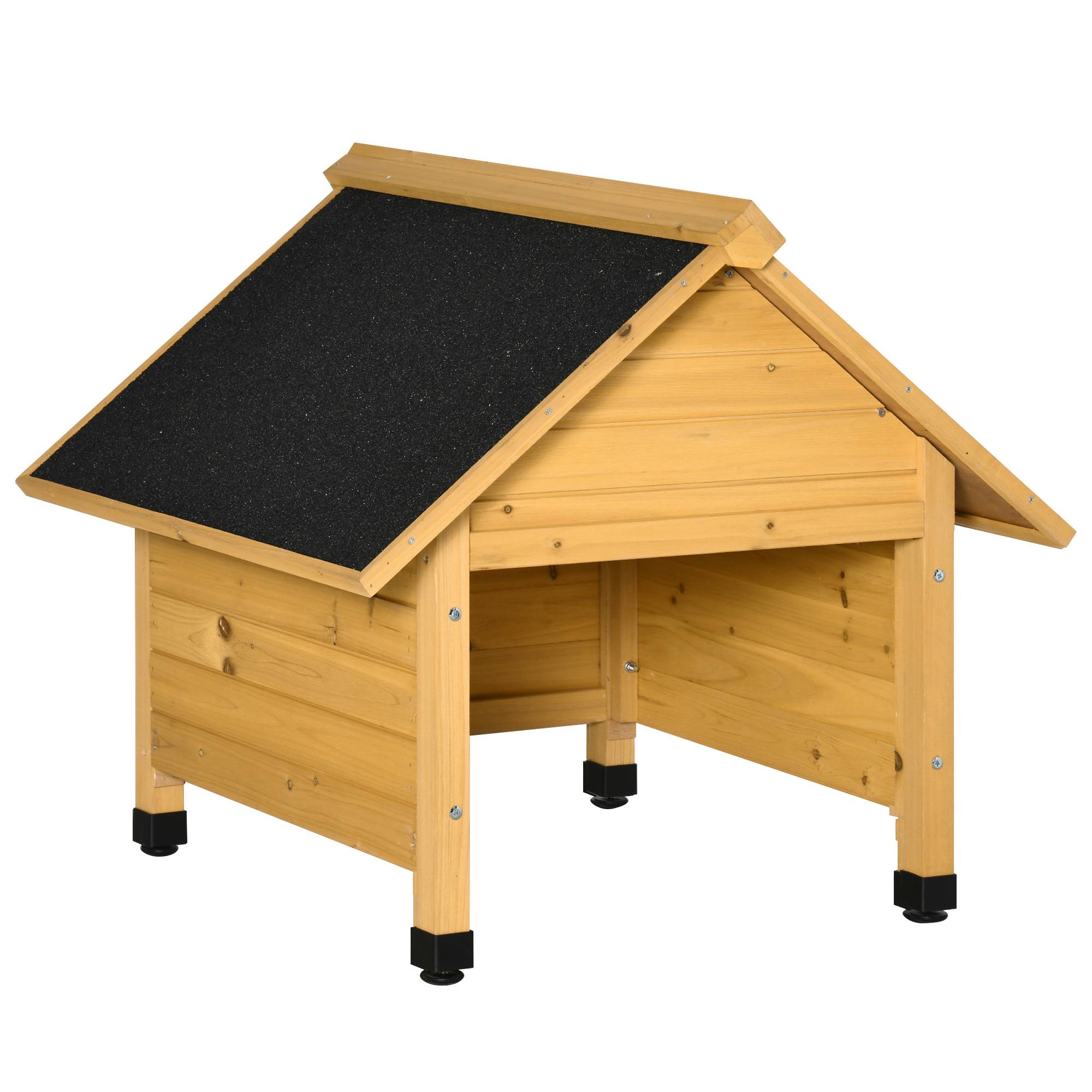 ComfortXL - Garage pour robot tondeuse en bois de sapin 75 x 76 x 70 cm jaune abri pluie UV avec pieds réglables - Image 10