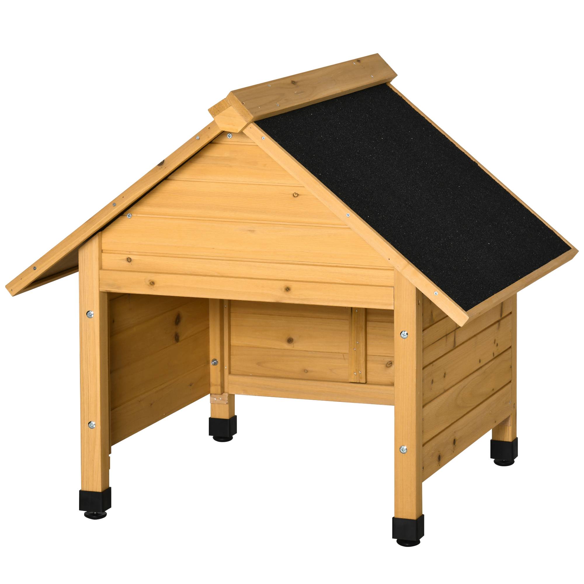 ComfortXL - Garage pour robot tondeuse en bois de sapin 75 x 76 x 70 cm jaune abri pluie UV avec pieds réglables - Image 2