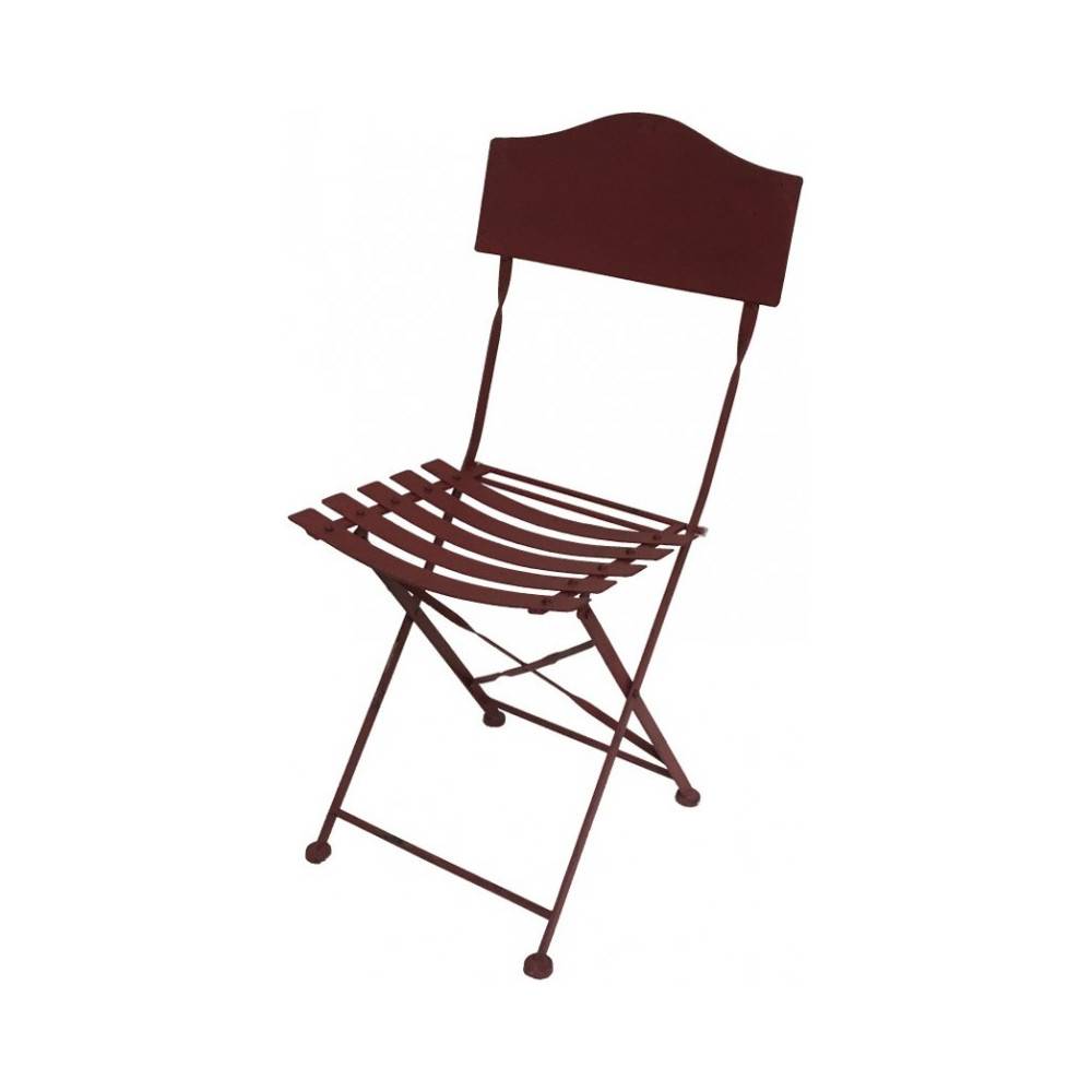 Chaise pliante jardin extérieur ancien métal bordeaux 85cm Chemin de campagne - Imagen 1