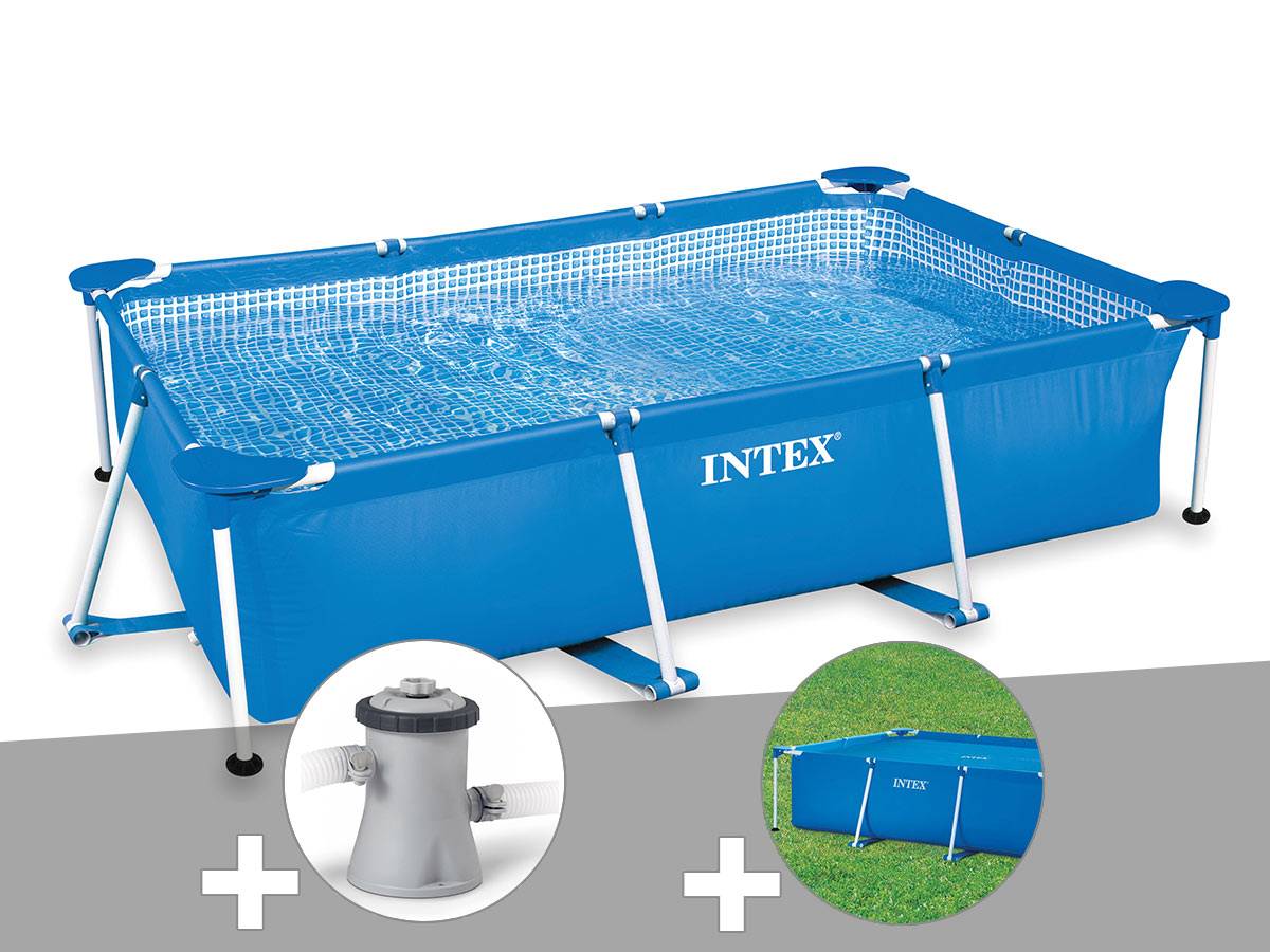 Kit piscine tubulaire rectangulaire Intex 3,00 x 2,00 x 0,75 m + Filtration à cartouche + Bâche à bulles - Imagen 2