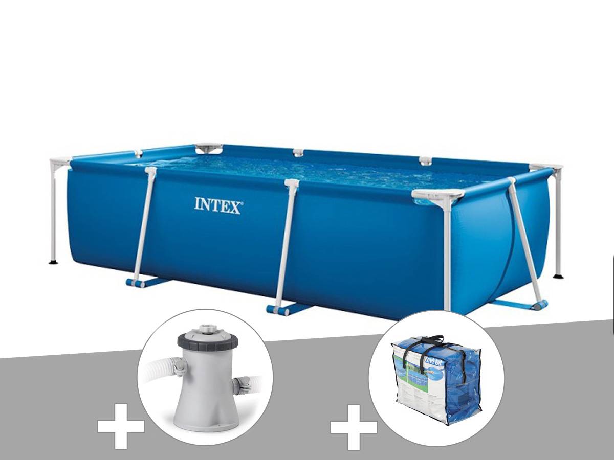 Kit piscine tubulaire rectangulaire Intex 3,00 x 2,00 x 0,75 m + Filtration à cartouche + Bâche à bulles - Imagen 1