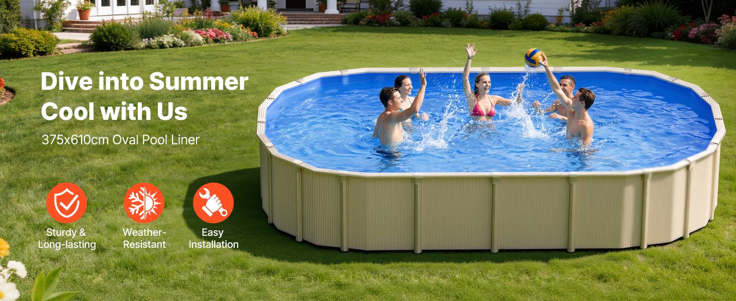 Vevor - VEVOR Liner Piscine Hors-Sol Film Intérieur de Piscine Ovale 375x610x120 cm Bleu - Image 9