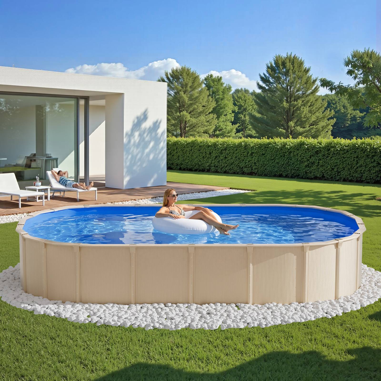 Vevor - VEVOR Liner Piscine Hors-Sol Film Intérieur de Piscine Ovale 375x610x120 cm Bleu - Image 8