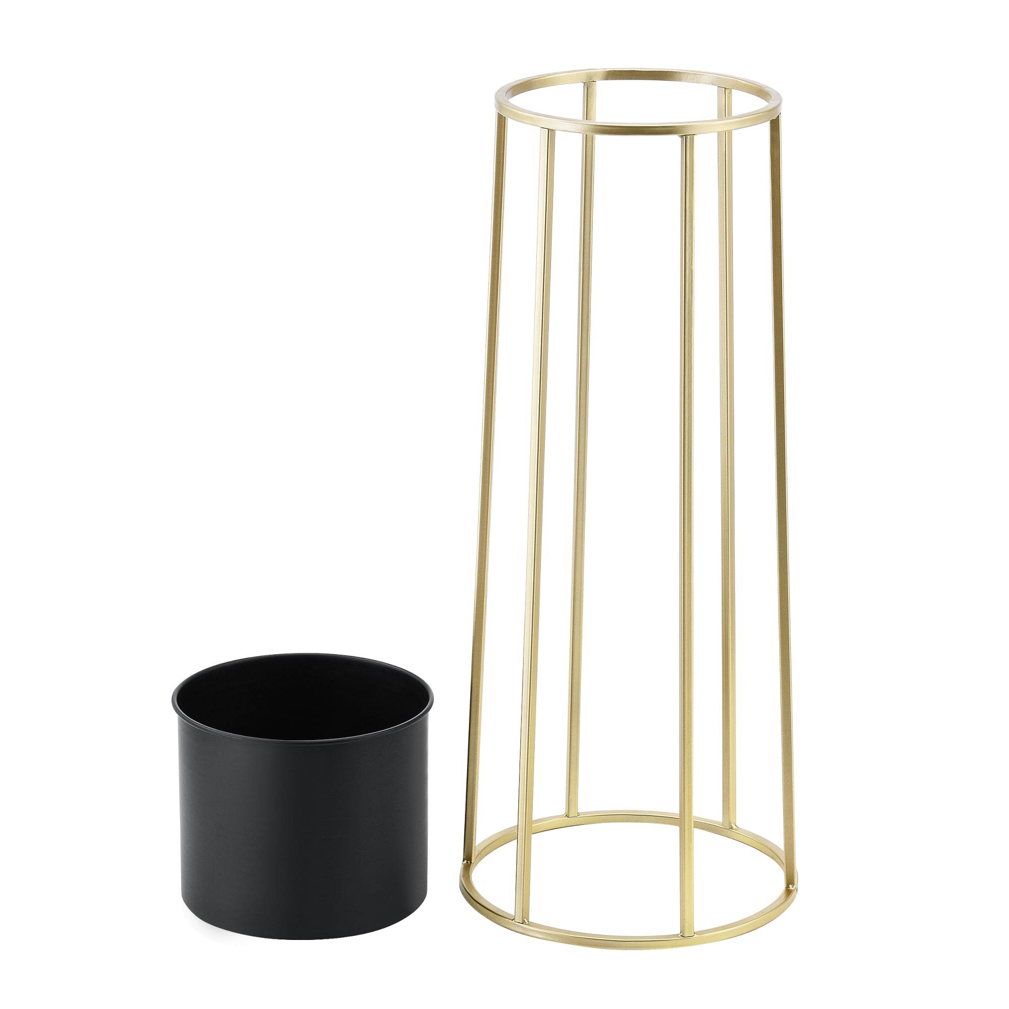 Set de 2 supports de plantes ensemble pot de fleur lot cache-pot ensemble bac à fleurs vase métal tailles différentes doré noir - Image 2