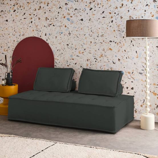 sweeek - Chauffeuse 2 places pour canapé modulable tissu capitonné gris | sweeek - Image 3