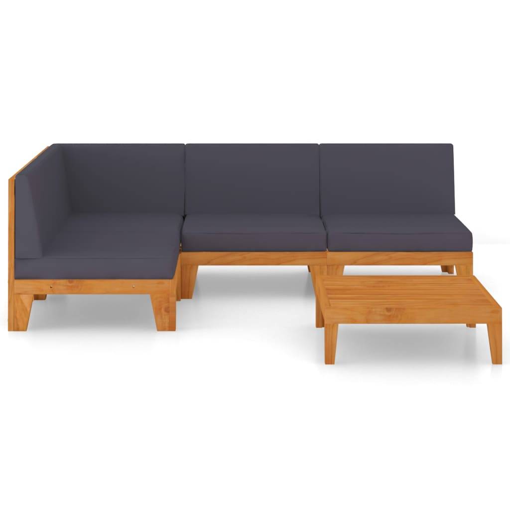 Helloshop26 - Salon de jardin meuble d'extérieur ensemble de mobilier 5 pièces avec coussins bois d'acacia solide - Imagen 2
