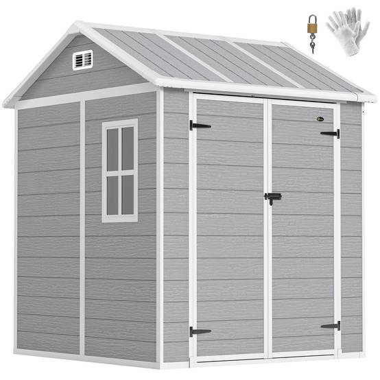 Abri de jardin polypropylène gris 181 x 181 x 220 cm - PANGIVO - Image 1