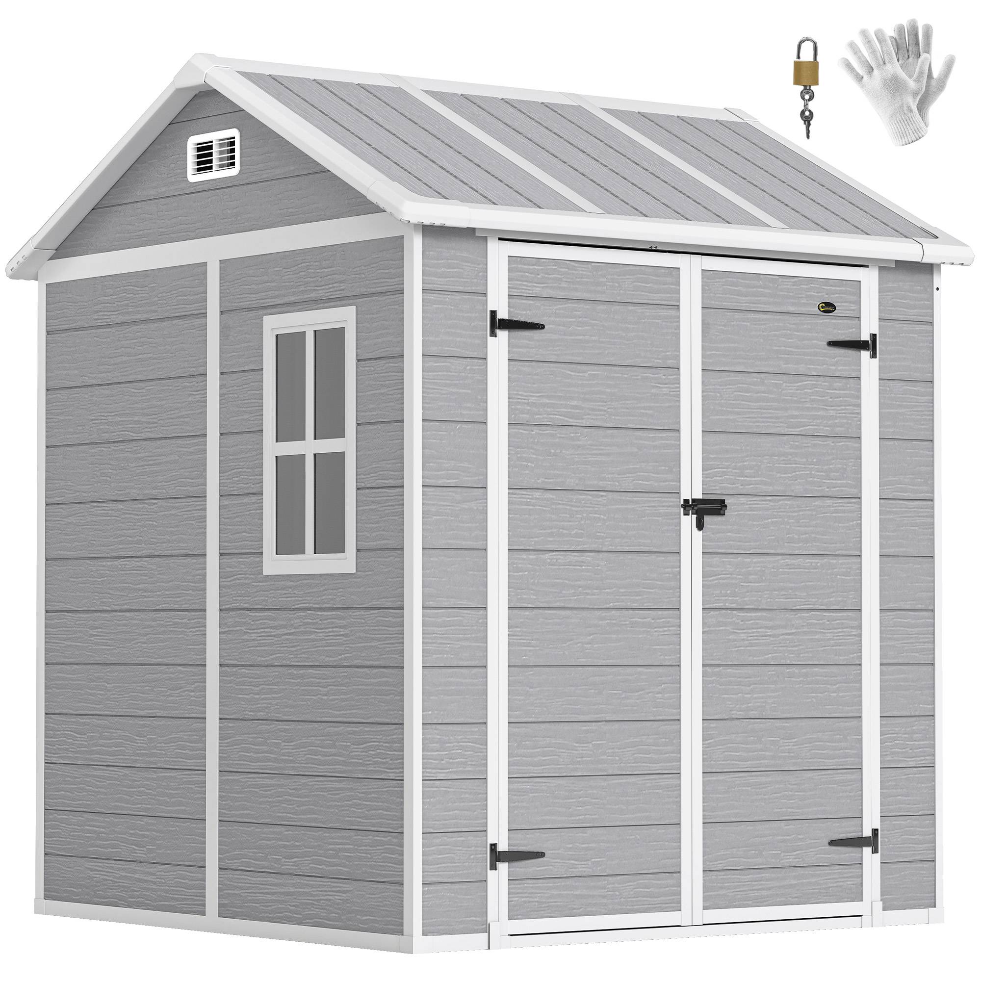 Abri de jardin polypropylène gris 181 x 181 x 220 cm - PANGIVO - Image 1