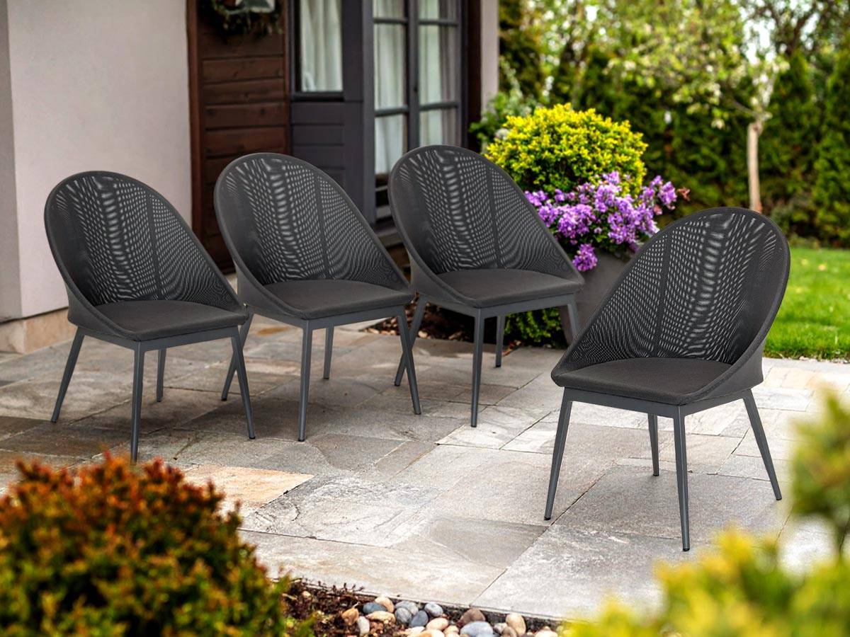 Lot de 4 Fauteuils de jardin en aluminium avec coussin gris Fuerte Ventura - Jardiline - Imagen 2