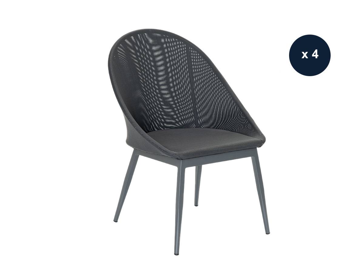 Lot de 4 Fauteuils de jardin en aluminium avec coussin gris Fuerte Ventura - Jardiline - Imagen 1