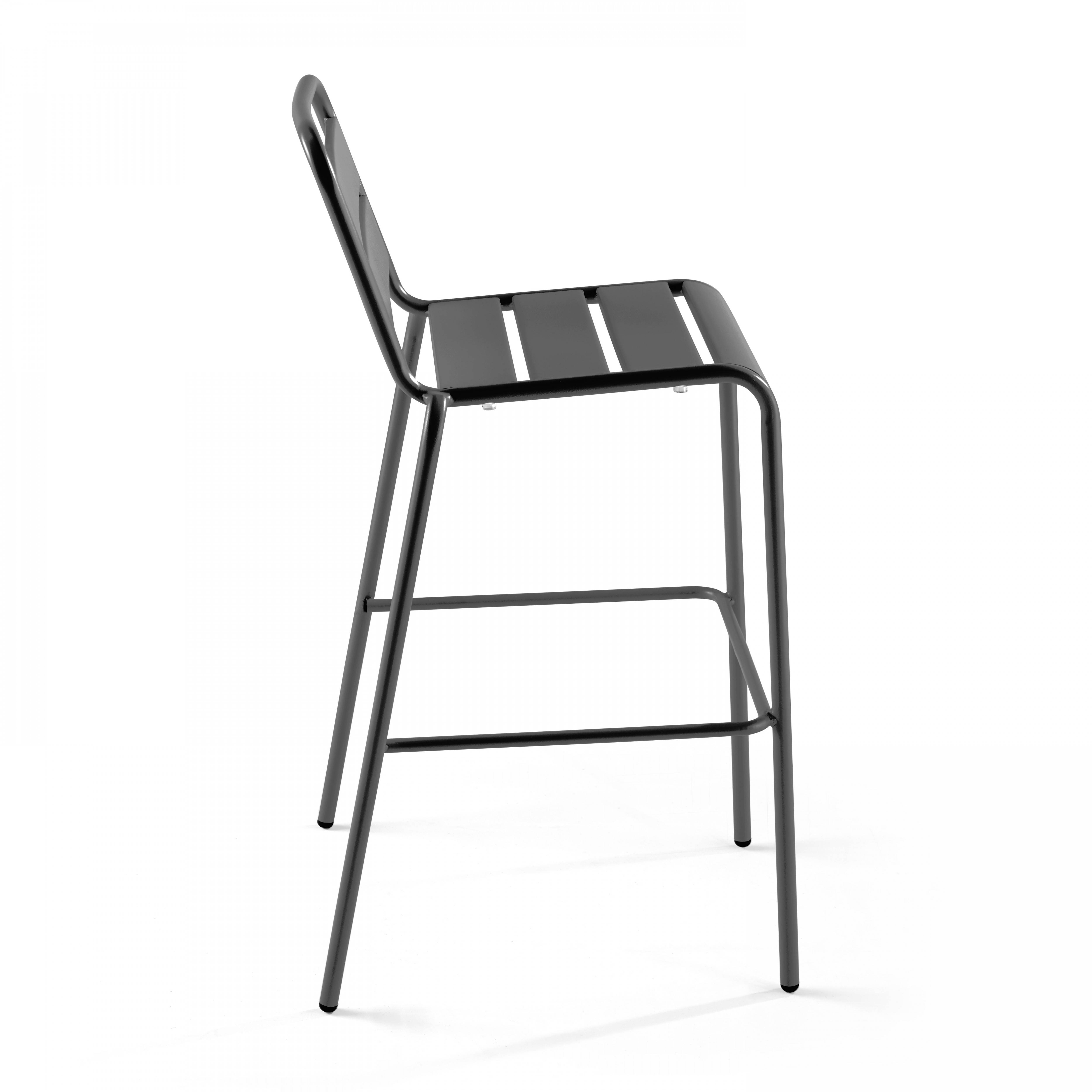 Oviala - Ensemble table haute de jardin et 6 chaises en métal gris Palavas - Oviala - Imagen 6