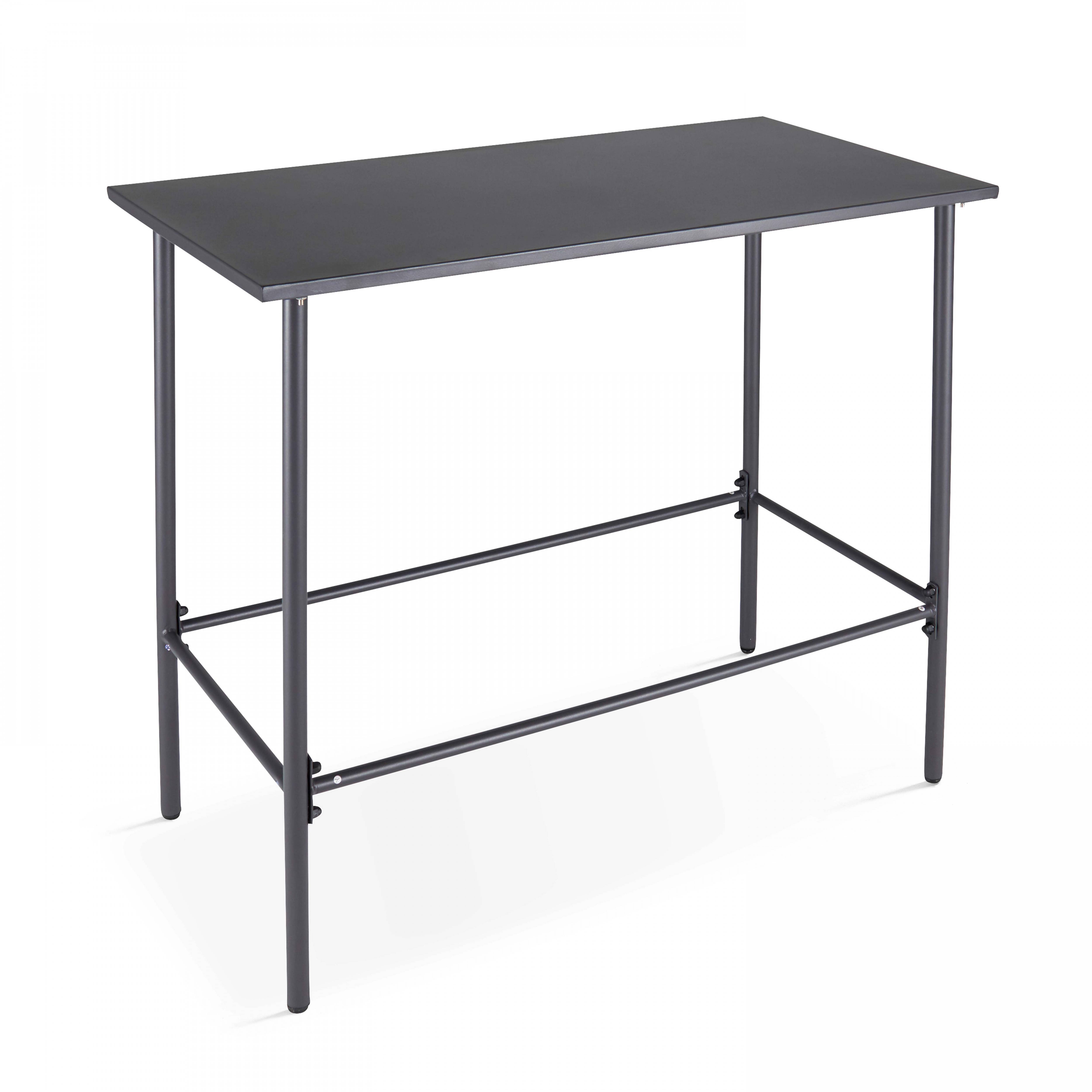 Oviala - Ensemble table haute de jardin et 6 chaises en métal gris Palavas - Oviala - Imagen 4
