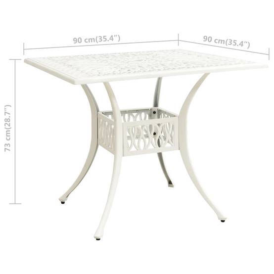 Maison Chic - Table de jardin - Table Extérieure - Table De Patio Blanc 90x90x73 cm Aluminium coulé - Image 6