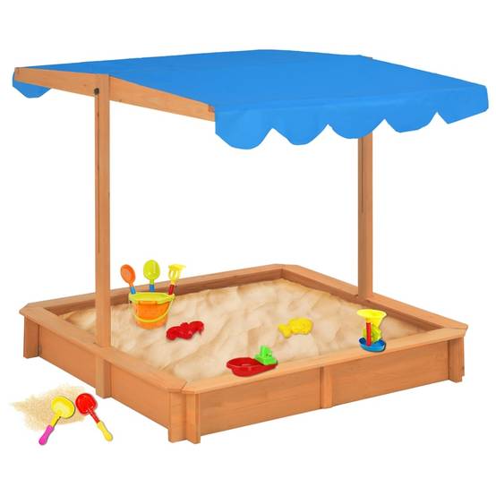 Bac à sable - Maison de jeu pour enfants avec toit réglable Bois de sapin 115x115x115 cm - Image 3