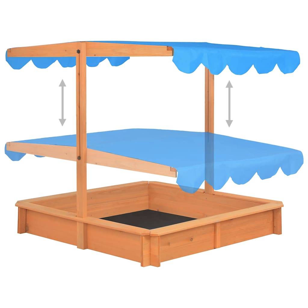 Bac à sable - Maison de jeu pour enfants avec toit réglable Bois de sapin 115x115x115 cm - Image 6