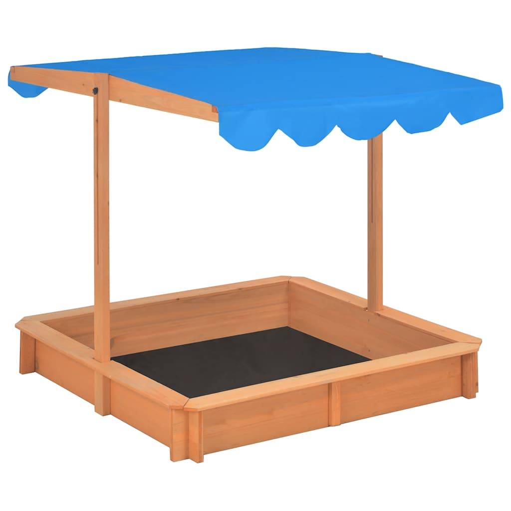 Bac à sable - Maison de jeu pour enfants avec toit réglable Bois de sapin 115x115x115 cm - Image 1