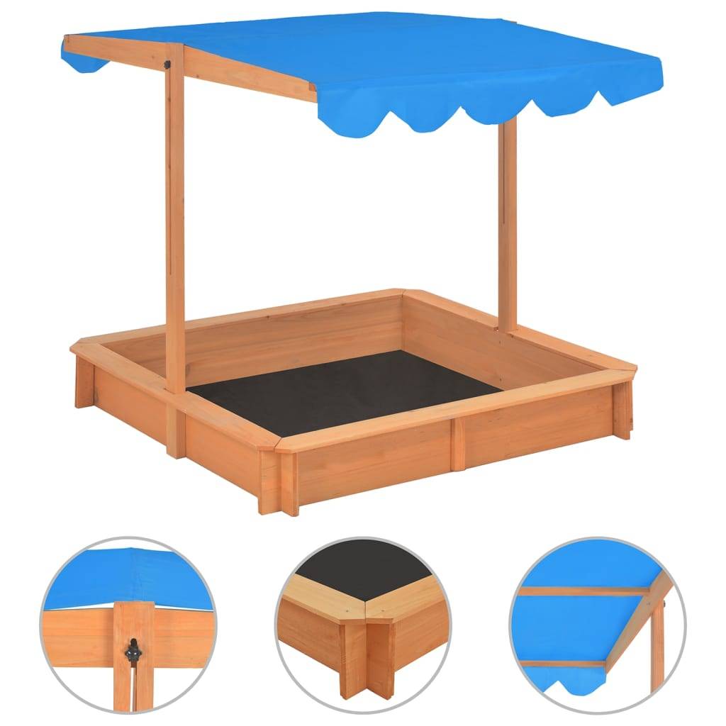 Bac à sable - Maison de jeu pour enfants avec toit réglable Bois de sapin 115x115x115 cm - Image 2
