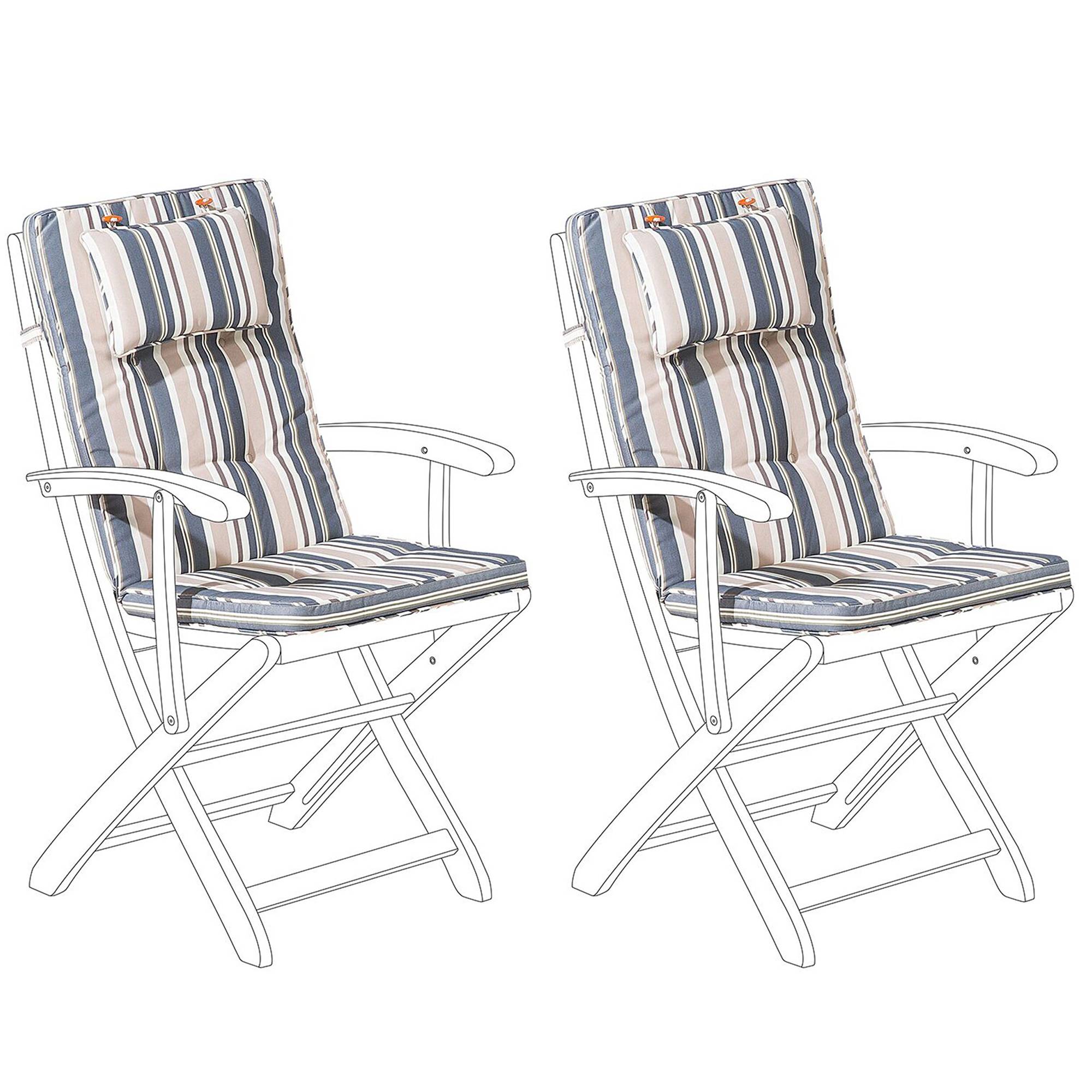 Beliani - Lot de 2 Coussins d'Assise en Tissu Polyester Bleu et Beige avec Rembourrage en Mousse pour Chaises de Jardin Modernes Beliani - Imagen 1