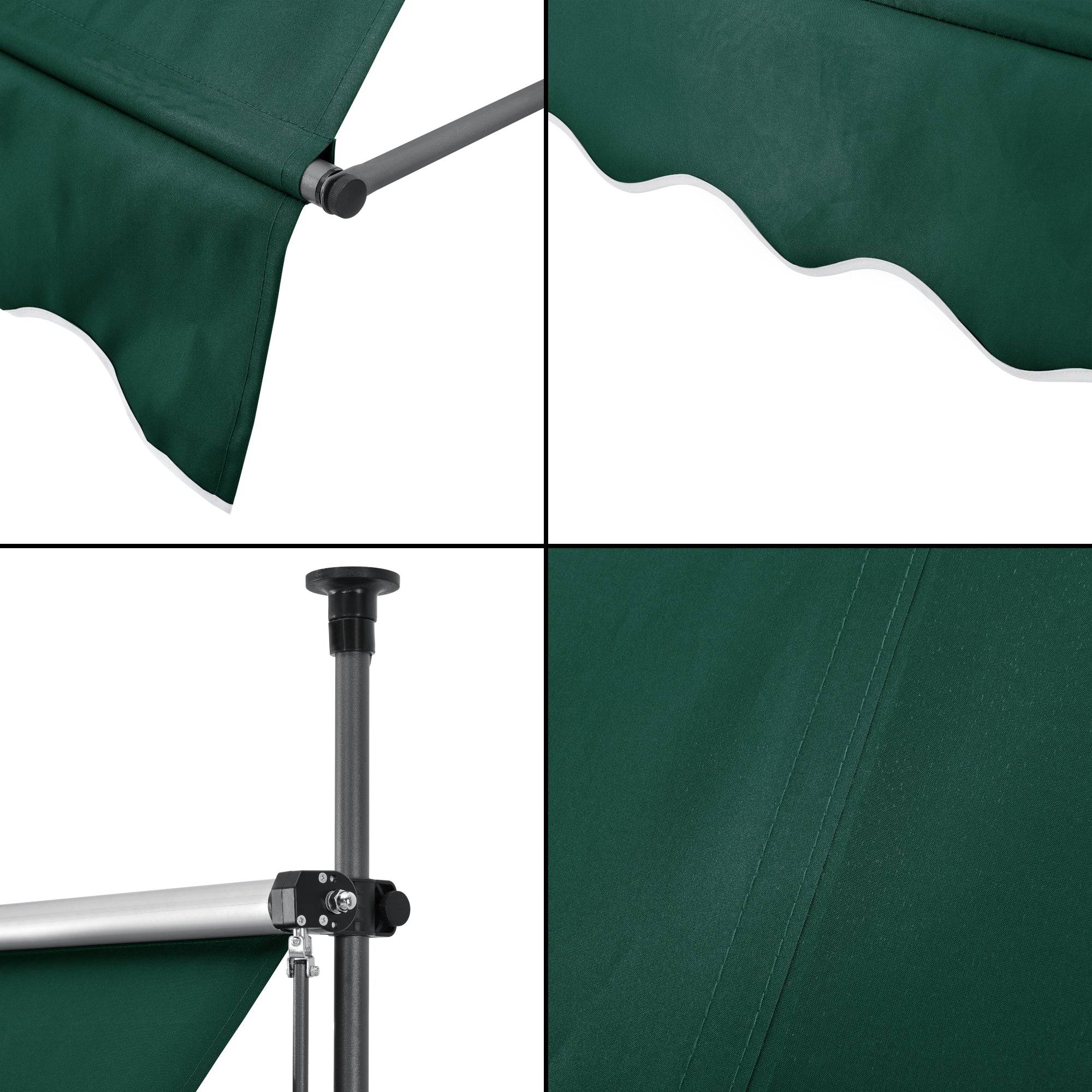 Helloshop26 - Store banne téléscopique acier polyester 200 x 120 x 200-300 cm vert foncé - Imagen 5