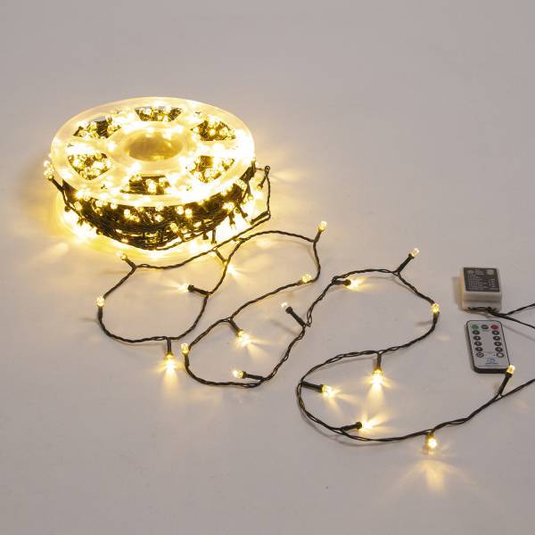 Lotti - Guirlande lumineuse Diamant 50m 500 LED blanc chaud 8 programmes dimmable télécommande câble vert Lotti - Imagen 1