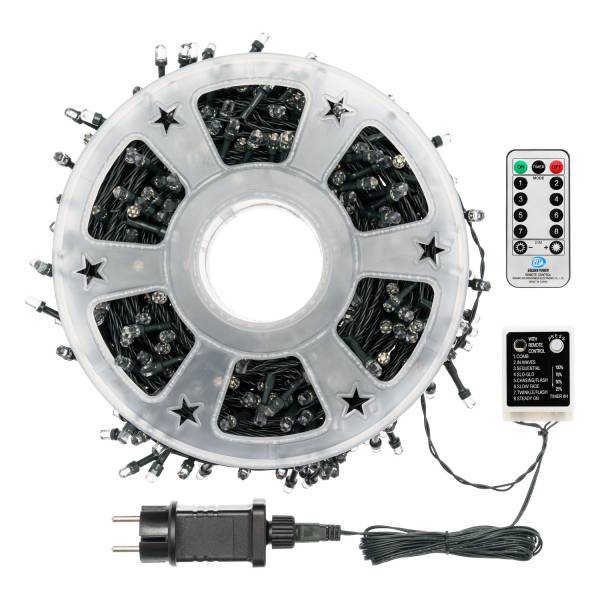 Lotti - Guirlande lumineuse Diamant 50m 500 LED blanc chaud 8 programmes dimmable télécommande câble vert Lotti - Imagen 4