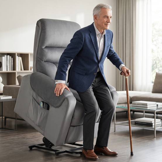 Fauteuil releveur électrique massage vibration et chaleur, fauteuil relax électrique en velours, gris foncé - Image 3